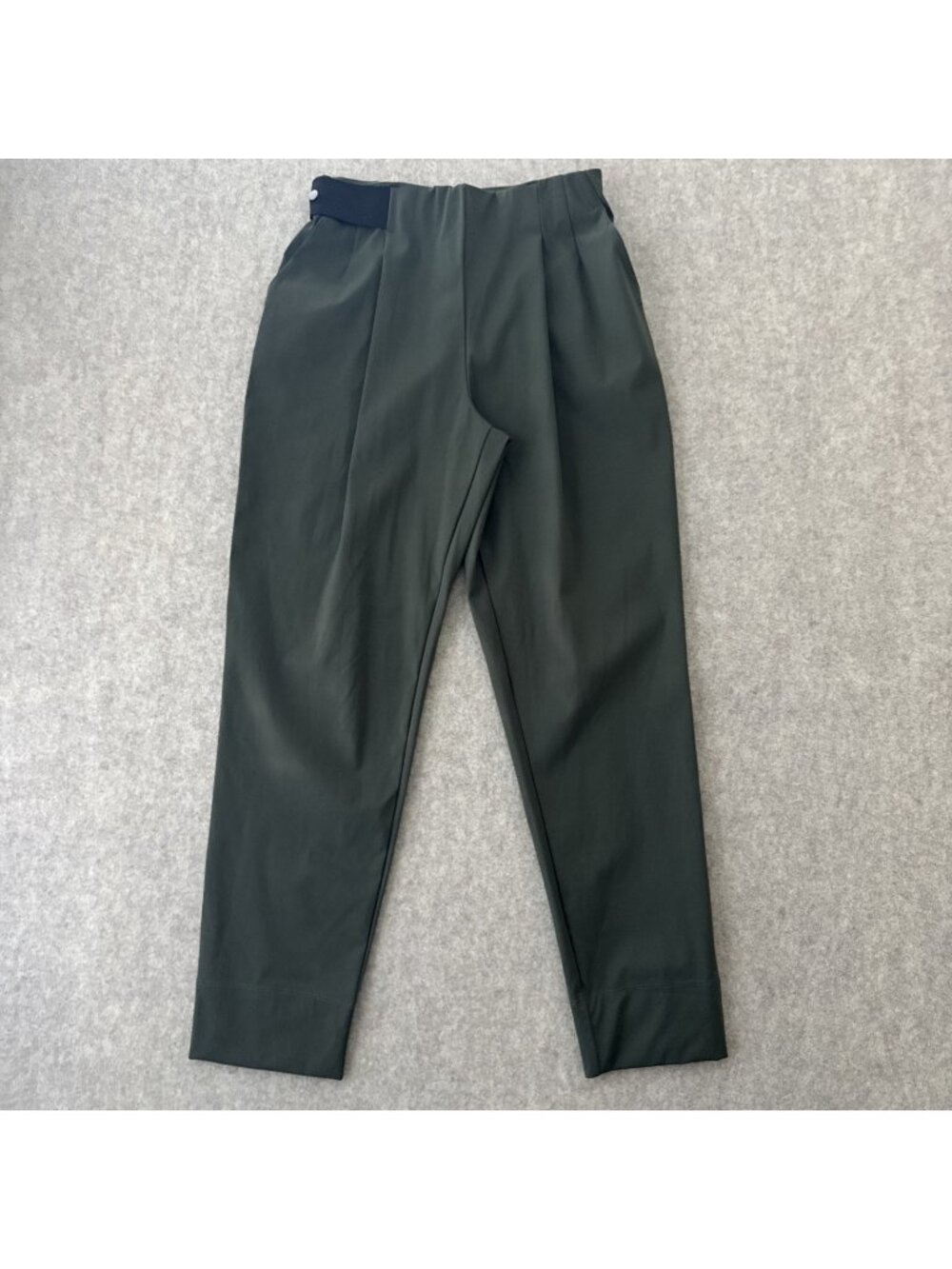 Aday Turn It Up Pant Womens S Olive Green Pleated Tapered‎ Elastic Waist
